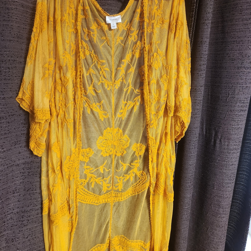 Dizzy Golden Embroidered Sheer Curtain